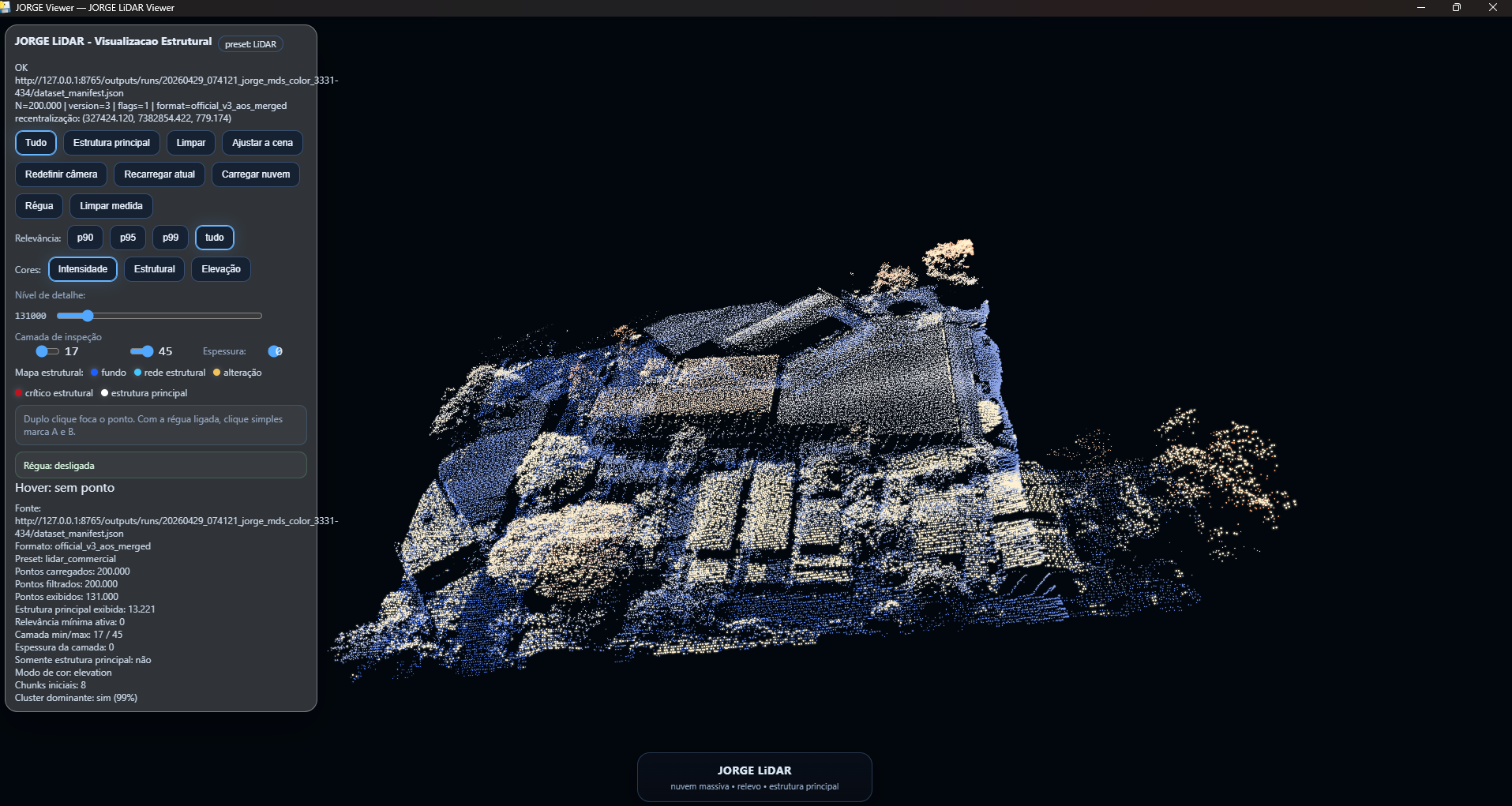LiDAR urbano em São Paulo processado no JORGE Engine